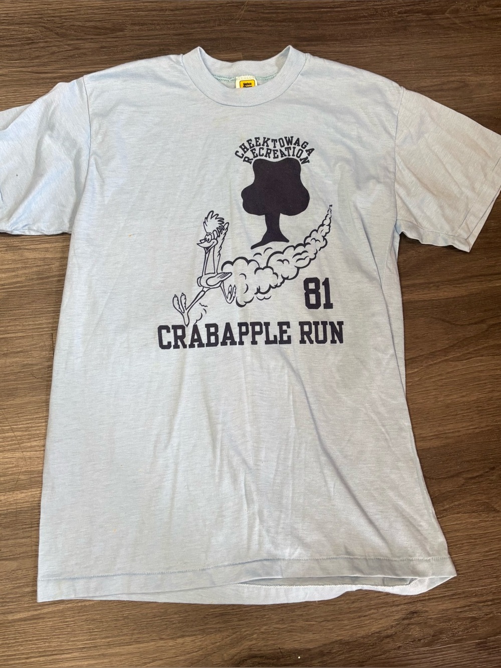 Vintage 1981 Crabapple Run Light Blue Single Stitch Tshirt Velva Sheen Tag LG
